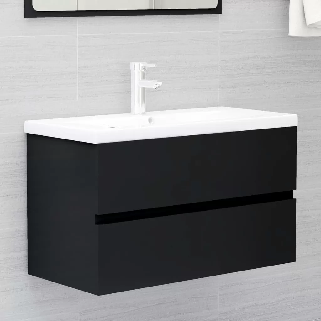SET MOBILIER DE BAIE, NEGRU, 80 X 38.5 X 45 CM [2]