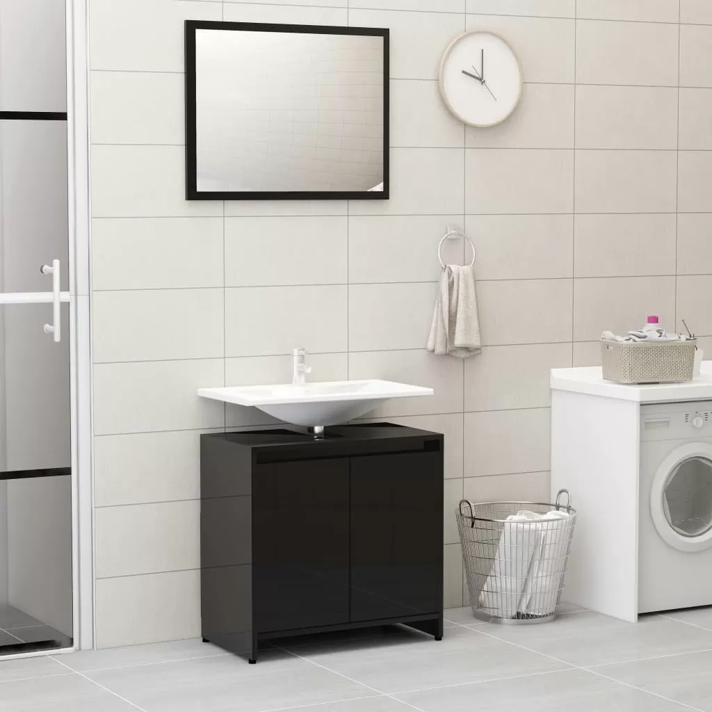 Set mobilier baie - SET MOBILIER DE BAIE, NEGRU LUCIOS