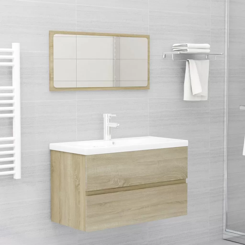 Set mobilier baie - SET MOBILIER DE BAIE, STEJAR SONOMA, 80 X 38.5 X 45 CM