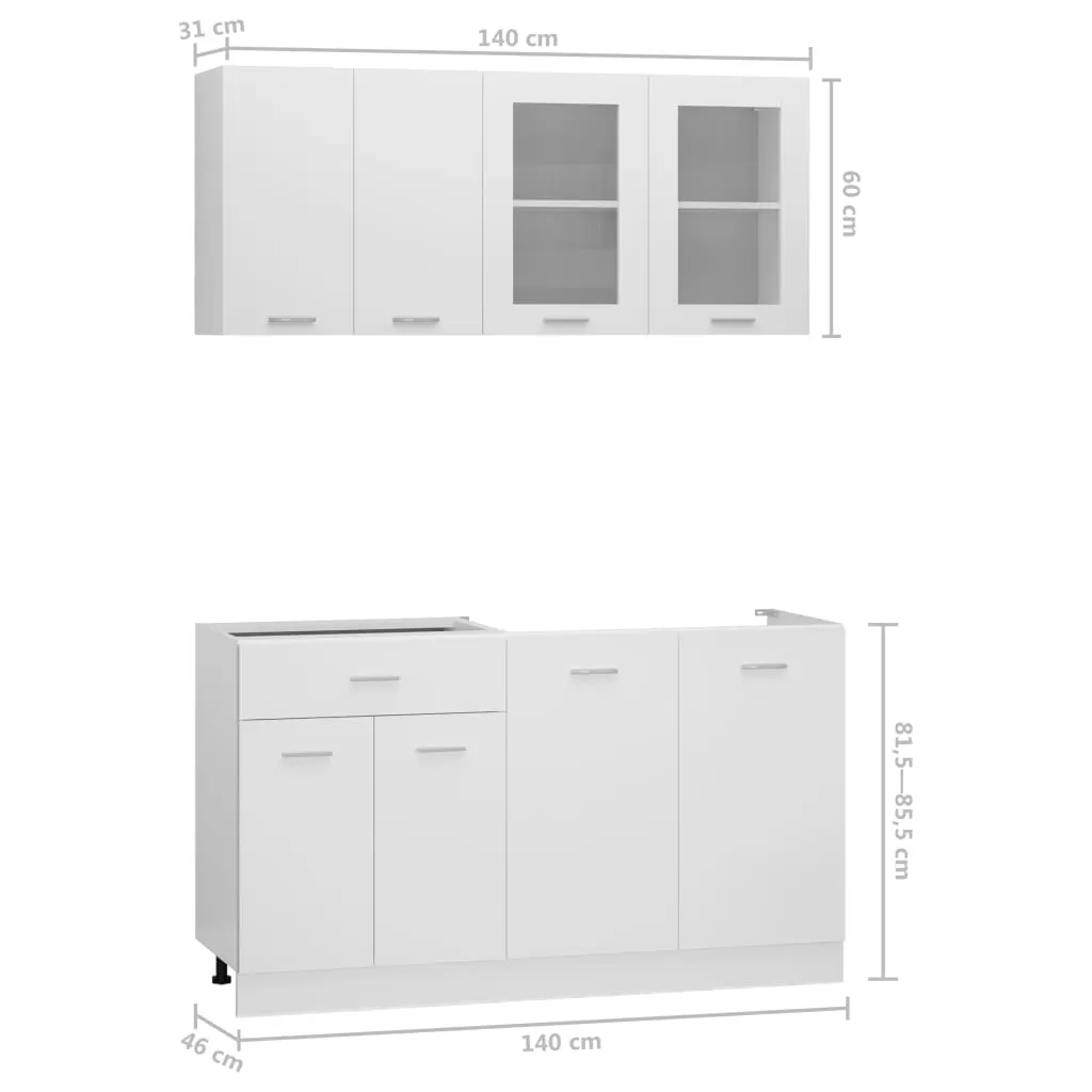 SET MOBILIER DE BUCATARIE DIN 4 PIESE, ALB [7]