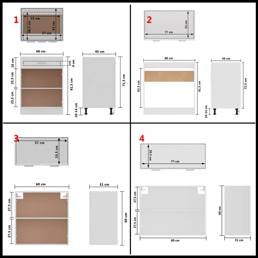 SET MOBILIER DE BUCATARIE DIN 4 PIESE, ALB [9]
