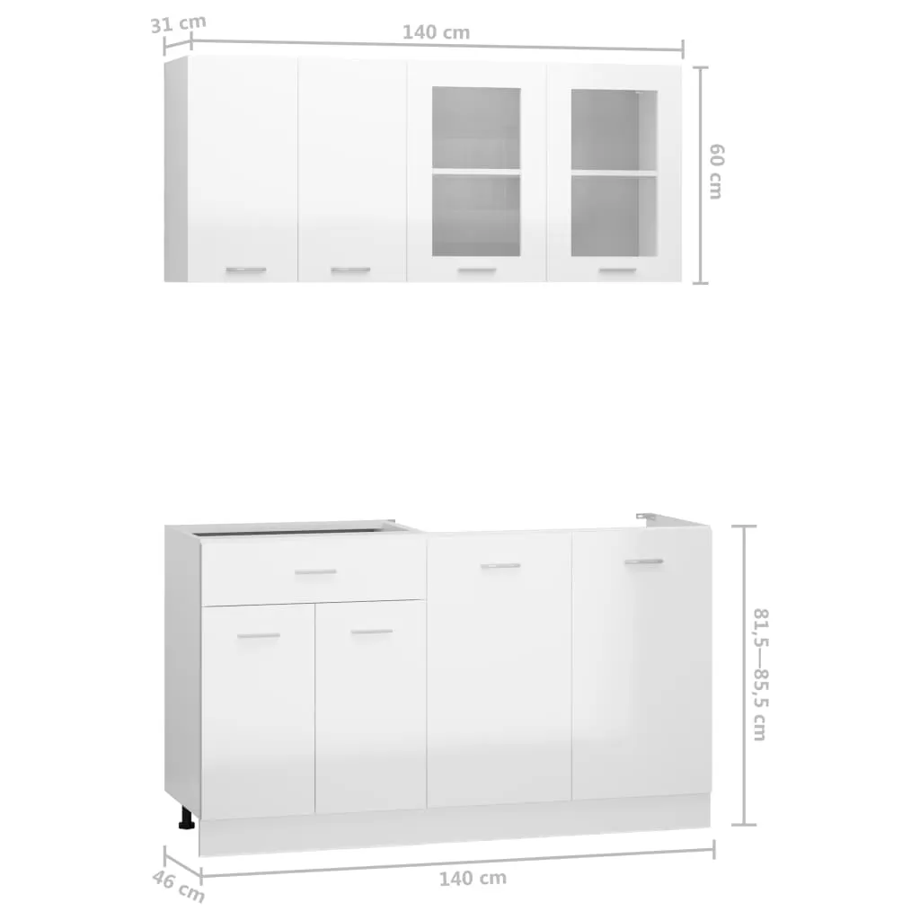 SET MOBILIER DE BUCATARIE DIN 4 PIESE, ALB LUCIOS [7]