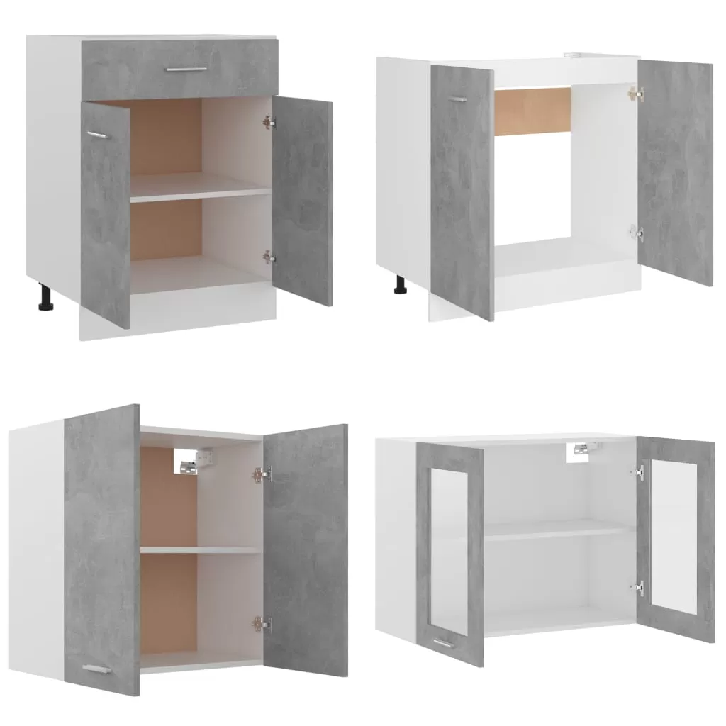 SET MOBILIER DE BUCATARIE DIN 4 PIESE, GRI BETON [4]