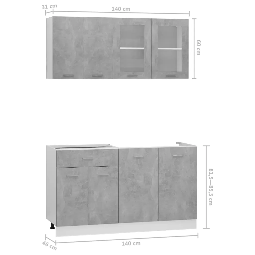 SET MOBILIER DE BUCATARIE DIN 4 PIESE, GRI BETON [7]