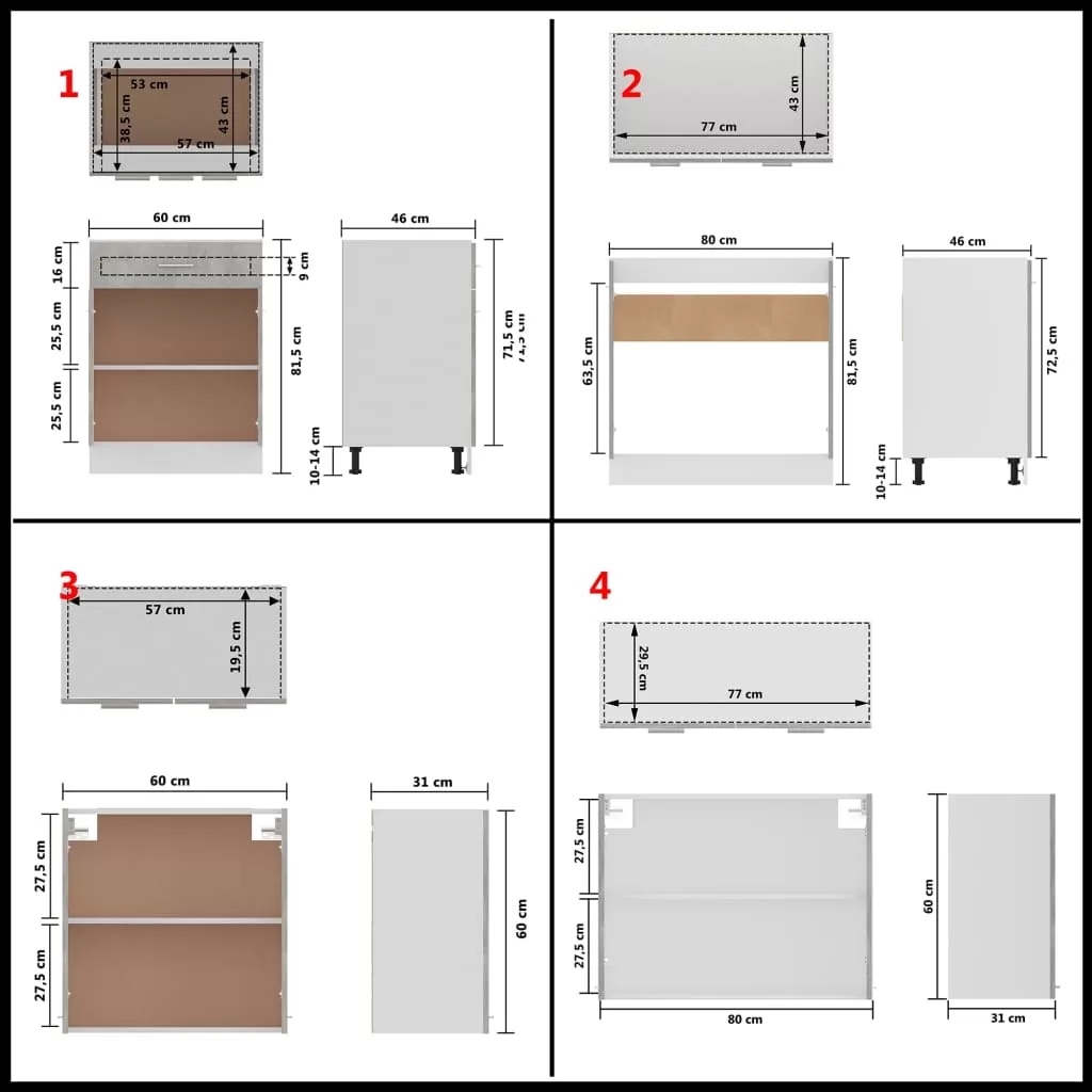 SET MOBILIER DE BUCATARIE DIN 4 PIESE, GRI BETON [9]