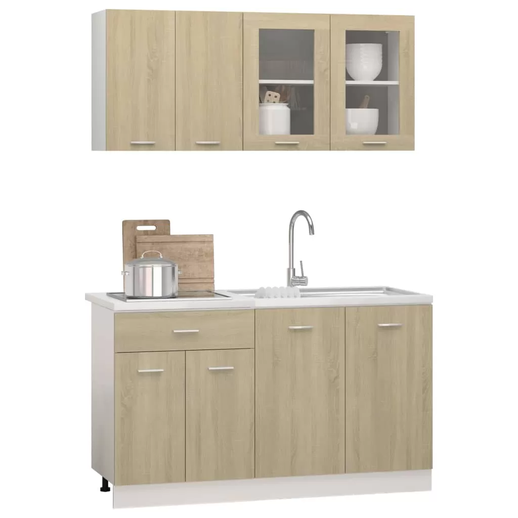 SET MOBILIER DE BUCATARIE DIN 4 PIESE, STEJAR SONOMA [2]