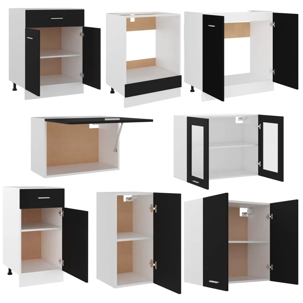 SET MOBILIER DE BUCATARIE DIN 8 PIESE, NEGRU [4]