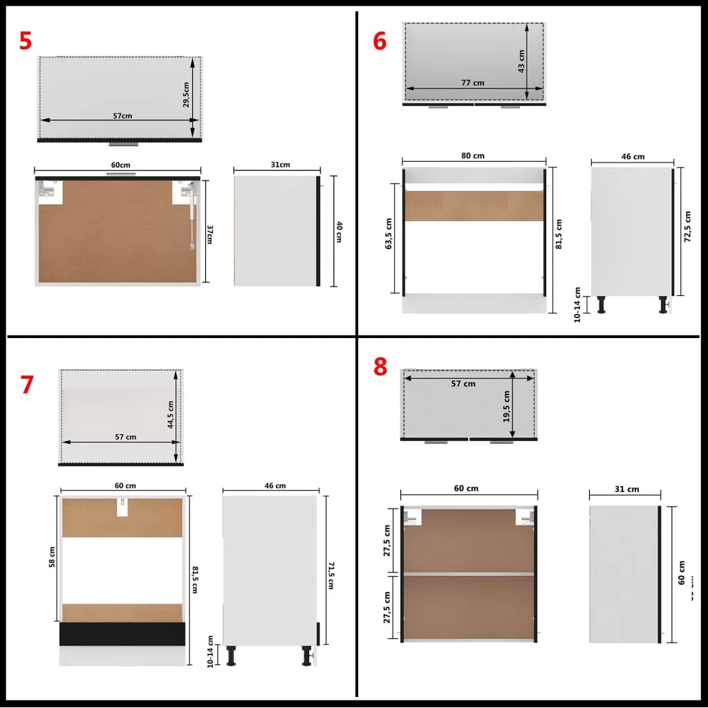 SET MOBILIER DE BUCATARIE DIN 8 PIESE, NEGRU [10]