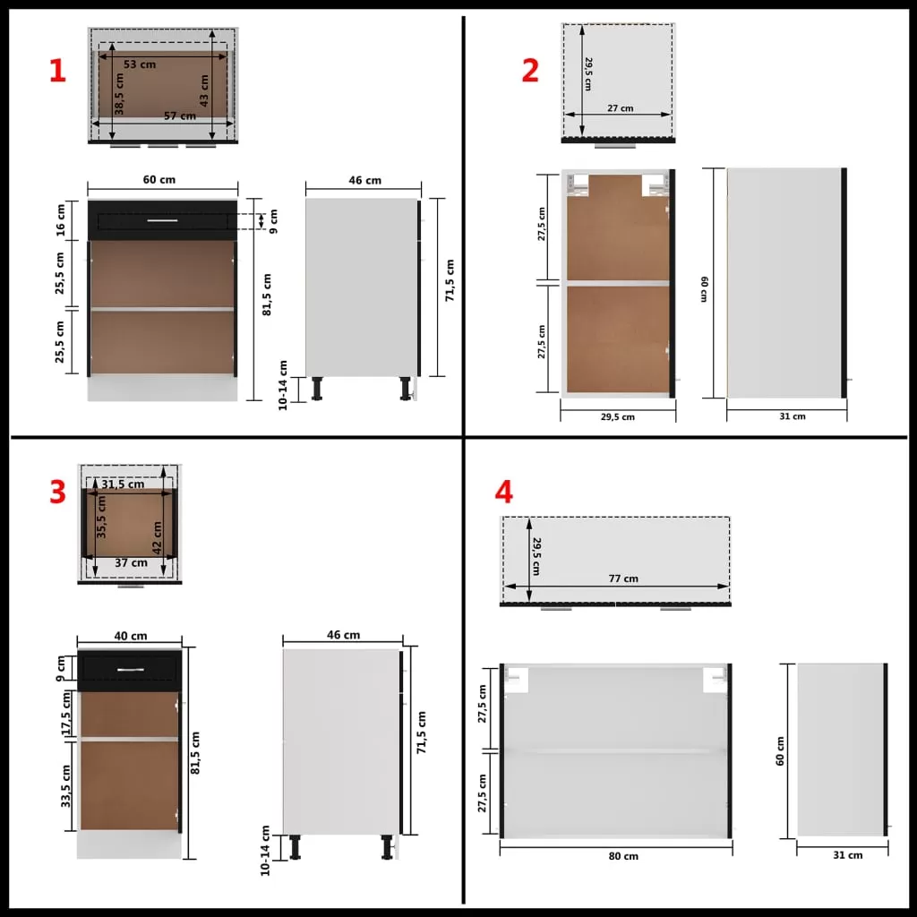 SET MOBILIER DE BUCATARIE DIN 8 PIESE, NEGRU [9]
