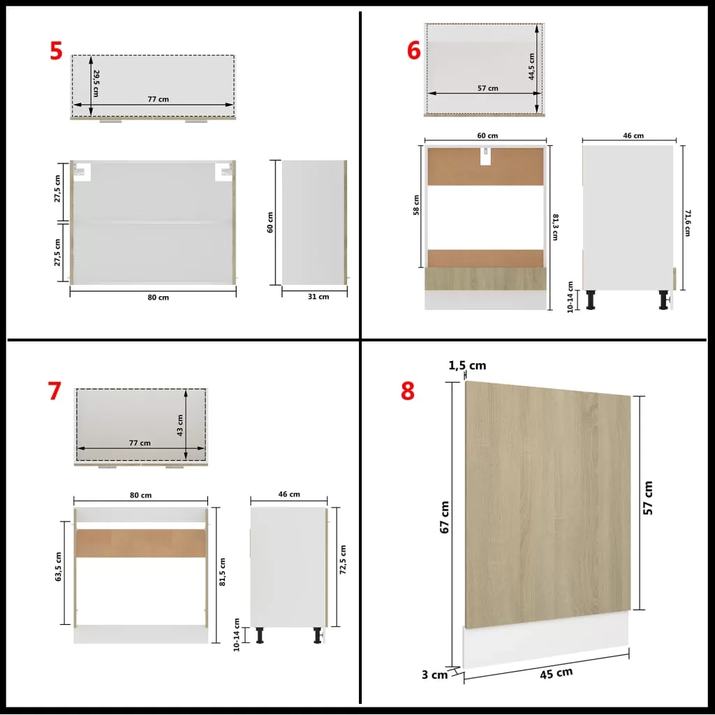 SET MOBILIER DE BUCATARIE DIN 8 PIESE, STEJAR SONOMA [10]