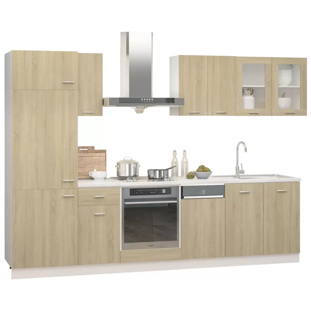 SET MOBILIER DE BUCATARIE DIN 8 PIESE, STEJAR SONOMA [1]