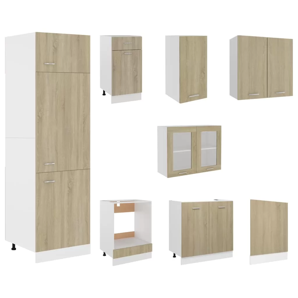SET MOBILIER DE BUCATARIE DIN 8 PIESE, STEJAR SONOMA [3]