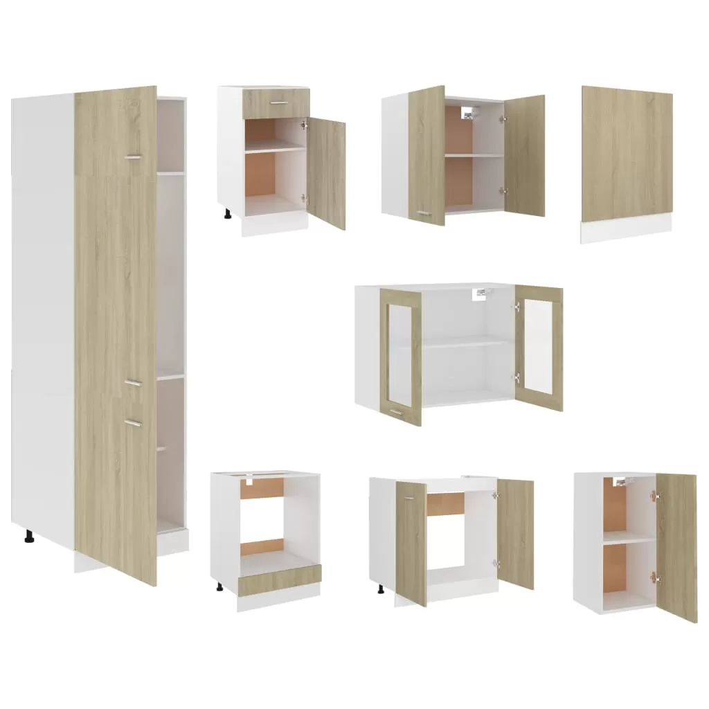 SET MOBILIER DE BUCATARIE DIN 8 PIESE, STEJAR SONOMA [4]