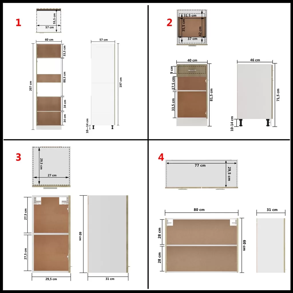 SET MOBILIER DE BUCATARIE DIN 8 PIESE, STEJAR SONOMA [9]