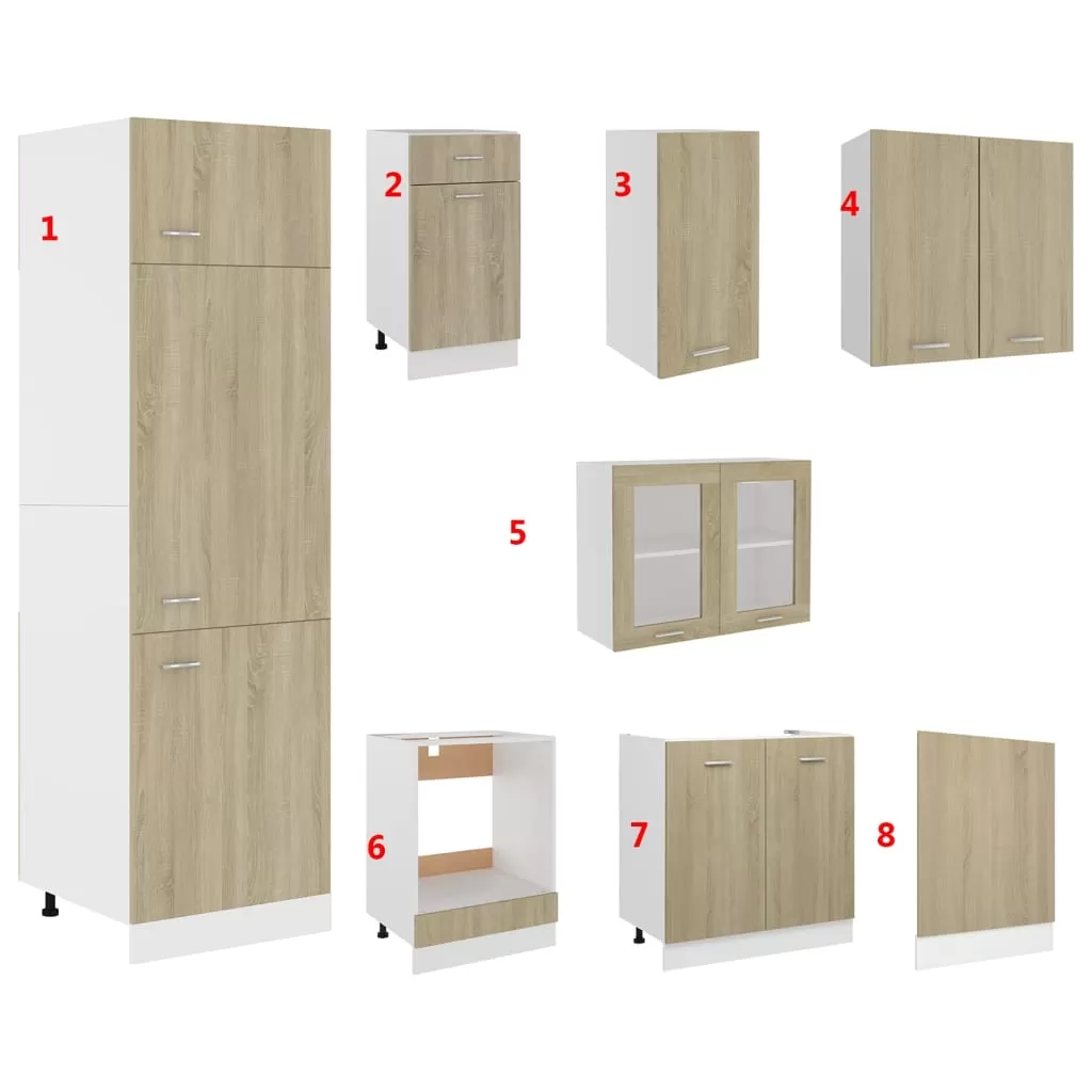 SET MOBILIER DE BUCATARIE DIN 8 PIESE, STEJAR SONOMA [8]
