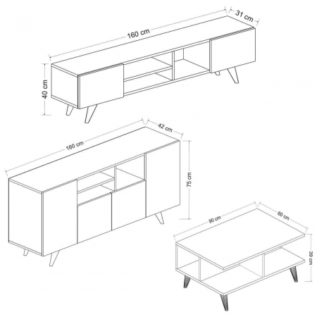 SET MOBILIER SUFRAGERIE, 3 CORPURI, PAL MELAMINAT, NATUR SI NEGRU, DORA, MINAR [1]