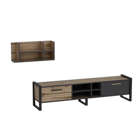 SET MOBILIER SUFRAGERIE, 4 CORPURI, PAL MELAMINAT, NATUR SI ANTRACIT, LENOIR, MINAR [4]