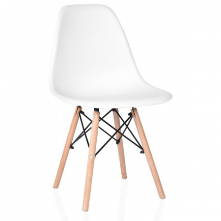 SET SCAUN STIL SCANDINAV, 4 BUCATI, LEMN SI PP, ALB, MAX 125 KG, 46X50X82 CM [8]