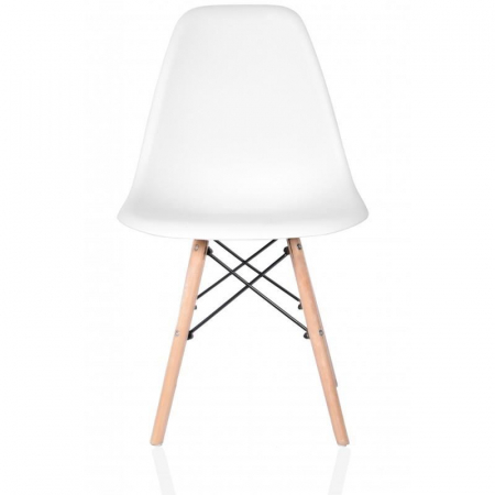 SET SCAUN STIL SCANDINAV, 4 BUCATI, LEMN SI PP, ALB, MAX 125 KG, 46X50X82 CM [5]