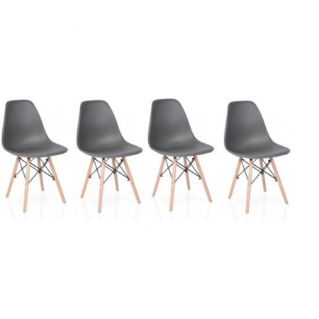Scaune stil snadinav - SET SCAUN STIL SCANDINAV, 4 BUCATI, LEMN SI PP, GRI, MAX 125 KG, 46X50X82 CM