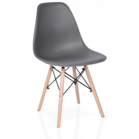 SET SCAUN STIL SCANDINAV, 4 BUCATI, LEMN SI PP, GRI, MAX 125 KG, 46X50X82 CM [6]