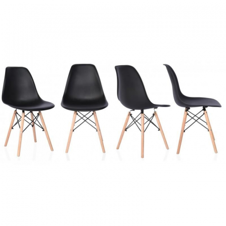 SET SCAUN STIL SCANDINAV, 4 BUCATI, LEMN SI PP, NEGRU, MAX 125 KG, 46X50X82 CM [5]