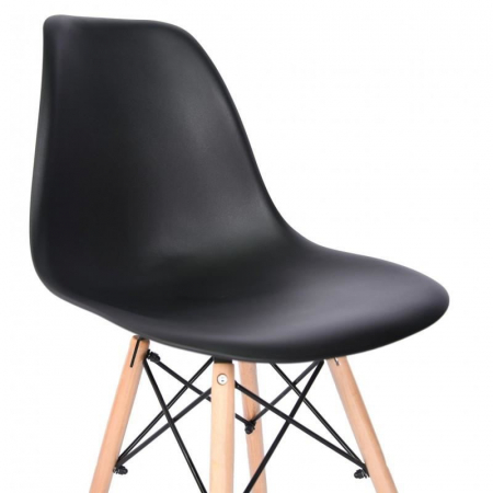 SET SCAUN STIL SCANDINAV, 4 BUCATI, LEMN SI PP, NEGRU, MAX 125 KG, 46X50X82 CM [2]