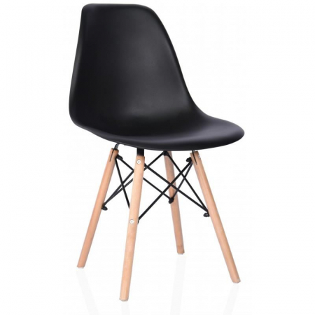 SET SCAUN STIL SCANDINAV, 4 BUCATI, LEMN SI PP, NEGRU, MAX 125 KG, 46X50X82 CM [7]
