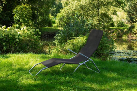 Scaune gradina si sezlonguri - Șezlong de grădină pliabil pentru plaja turistică,negru