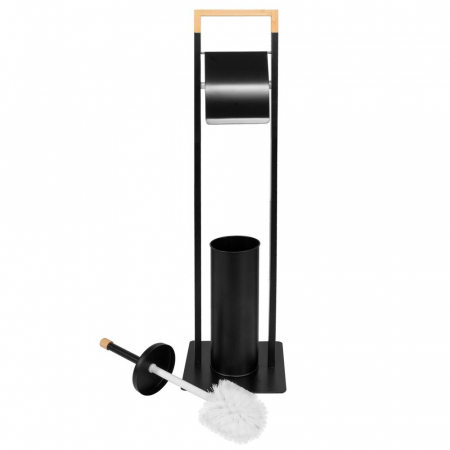 Suporturi si accesorii de baie - SUPORT HARTIE IGIENICA,METALIC, BAMBUS,76,5x19x19CM