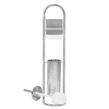 Baie - SUPORT PENTRU HARTIE IGIENICA CU PERIE WC, METAL, CROMAT, 72 CM, SPRINGOS