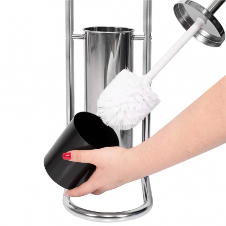 SUPORT PENTRU HARTIE IGIENICA CU PERIE WC, METAL, CROMAT, 72 CM, SPRINGOS [3]