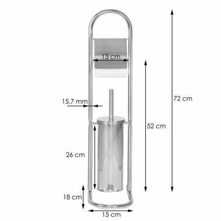 SUPORT PENTRU HARTIE IGIENICA CU PERIE WC, METAL, CROMAT, 72 CM, SPRINGOS [1]