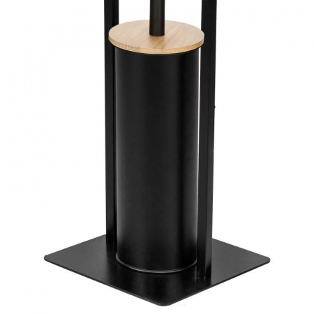 SUPORT PENTRU HARTIE IGIENICA CU PERIE WC, METAL SI BAMBUS, NEGRU, 60 CM [9]