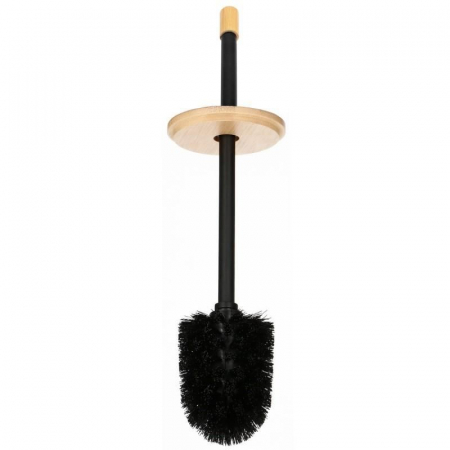 SUPORT PENTRU HARTIE IGIENICA CU PERIE WC, METAL SI BAMBUS, NEGRU, 60 CM [6]