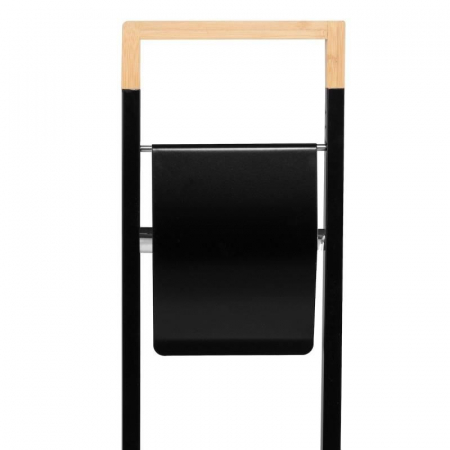SUPORT PENTRU HARTIE IGIENICA CU PERIE WC, METAL SI BAMBUS, NEGRU, 60 CM [7]