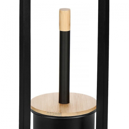SUPORT PENTRU HARTIE IGIENICA CU PERIE WC, METAL SI BAMBUS, NEGRU, 60 CM [1]