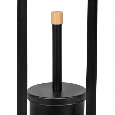 SUPORT PENTRU HARTIE IGIENICA CU PERIE WC, METAL SI BAMBUS, NEGRU, 74 CM, SPRINGOS [6]