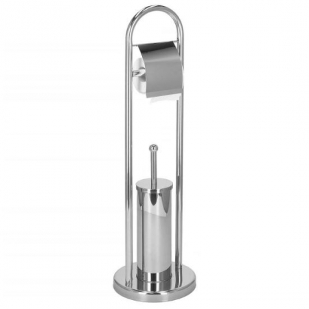 Baie - SUPORT PENTRU HARTIE IGIENICA CU PERIE WC, METALIC, CROMAT, 80 CM