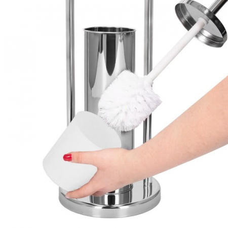 SUPORT PENTRU HARTIE IGIENICA CU PERIE WC, METALIC, CROMAT, 80 CM [5]