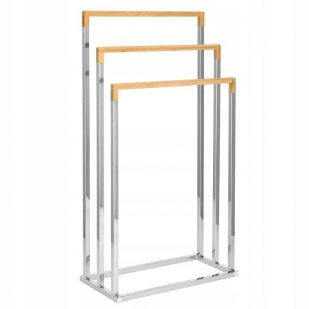 SUPORT PENTRU PROSOAPE DE BAIE, METALIC + BAMBUS, 3 BRATE, ARGINTIU, 45X21.5X84 CM, SPRINGOS [6]