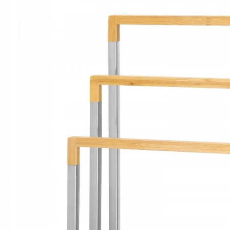 SUPORT PENTRU PROSOAPE DE BAIE, METALIC + BAMBUS, 3 BRATE, ARGINTIU, 45X21.5X84 CM, SPRINGOS [4]