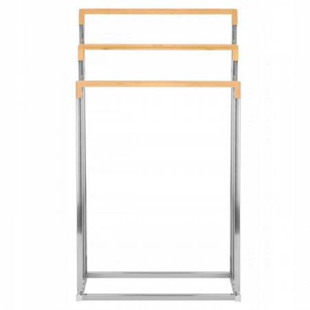 SUPORT PENTRU PROSOAPE DE BAIE, METALIC + BAMBUS, 3 BRATE, ARGINTIU, 45X21.5X84 CM, SPRINGOS [2]