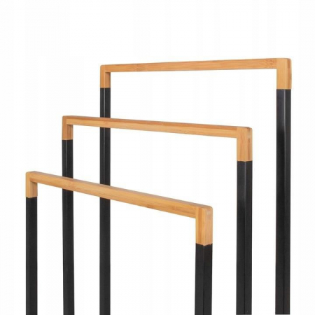 SUPORT PENTRU PROSOAPE DE BAIE, METALIC + BAMBUS, 3 BRATE, NEGRU, 45X21.5X84 CM, SPRINGOS [5]
