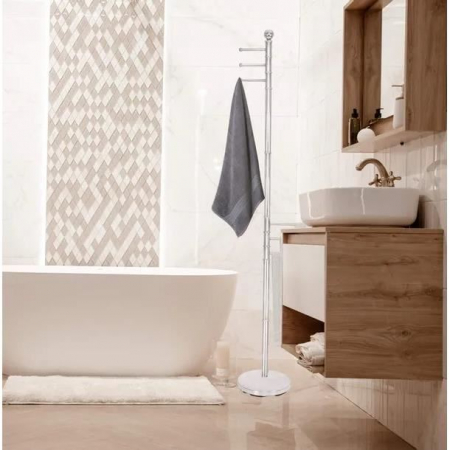 SUPORT PENTRU PROSOAPE DE BAIE, METALIC, CROMAT, 6 BRATE, 176 CM [11]