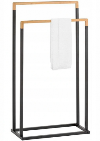 Suporturi si accesorii de baie - SUPORT PROSOAPE BAMBUS PODEA NEAGRA 76 x 45 x 22 cm
