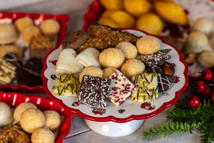 Suport prajituri cu picior din portelan, decor Craciun, 21,4 x 21,4 x 9,3 cm [2]