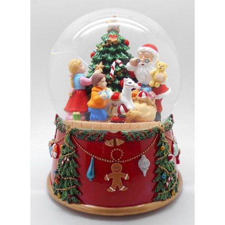 Decoratiune Craciun glob muzical rosu, cu zapada, 19 x 19 x 20 cm [1]