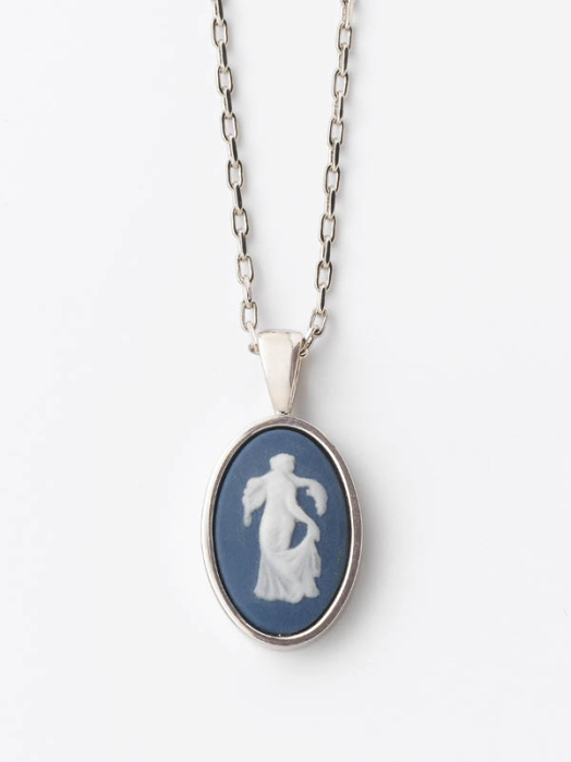 Bijuterie Jasper pandantiv albastru cu alb oval paladium [5]