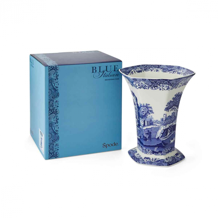 Blue Italian vaza portelan hexagonala [5]